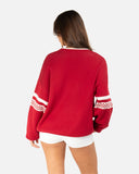SPORTY LINES KNIT SWEATER RED
