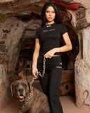 SCRIPT FOLDOVER PANT BLACK