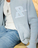 VIVANT KNIT ZIP HOODIE POWDER BLUE