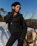 GLIMMER LOGO ZIP HOODIE BLACK